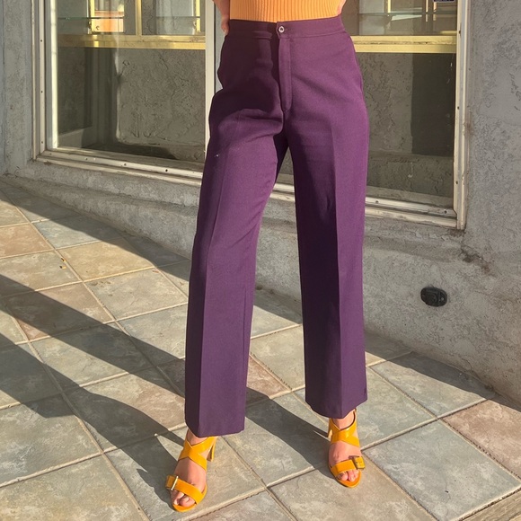 Vintage 70s Levi Strauss Purple High-Waist Tailored Slacks...